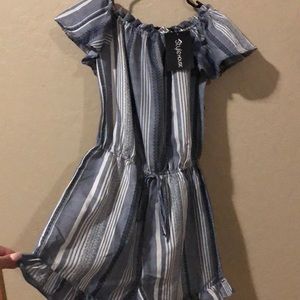 Never worn super cute blue and white Romper